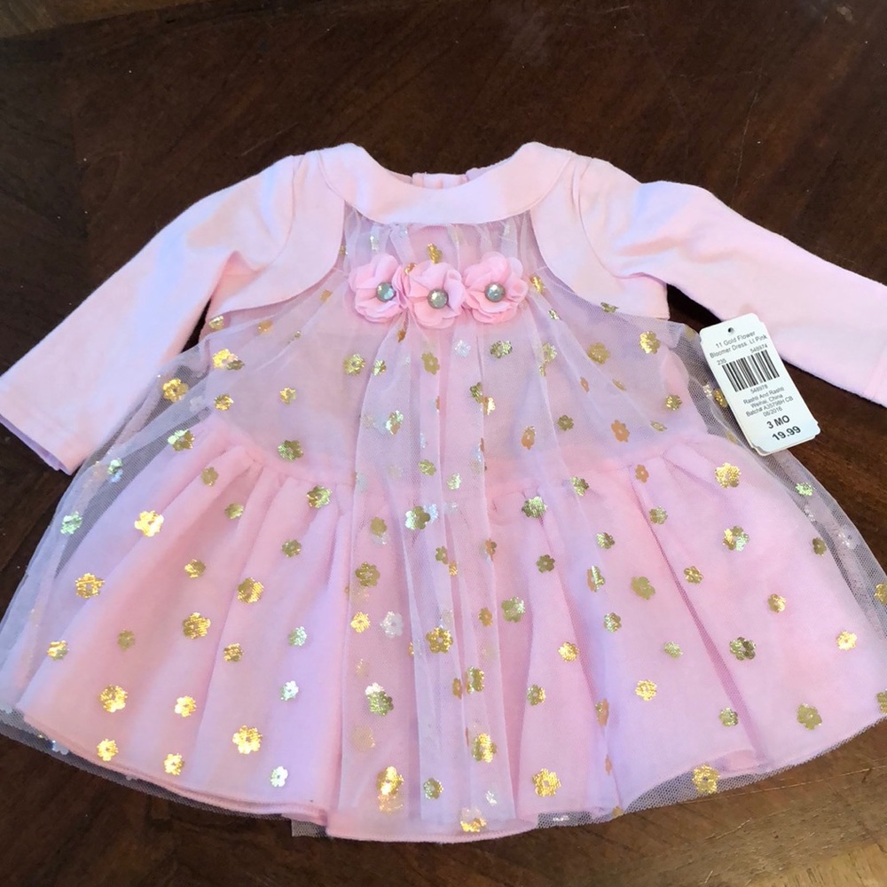 Baby girl pink and gold dress!